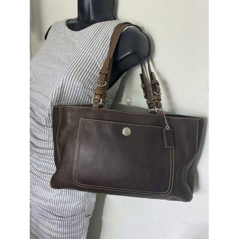 coach medium bag handbag brown leather shoulder ba - Picture 8 of 10